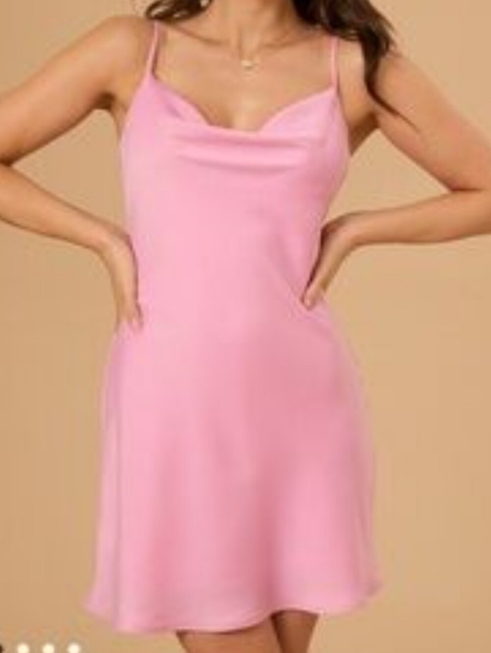 NWOT Altar'd State Dress Cowl Neck Satin MinI XL Pink Slip